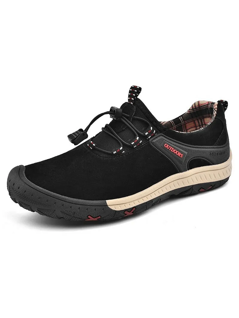 Suede Leather Non-Slip Hiking Shoes For Men with Elastic Band - SF0719