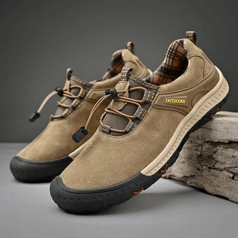 Suede Leather Non-Slip Hiking Shoes For Men with Elastic Band - SF0719