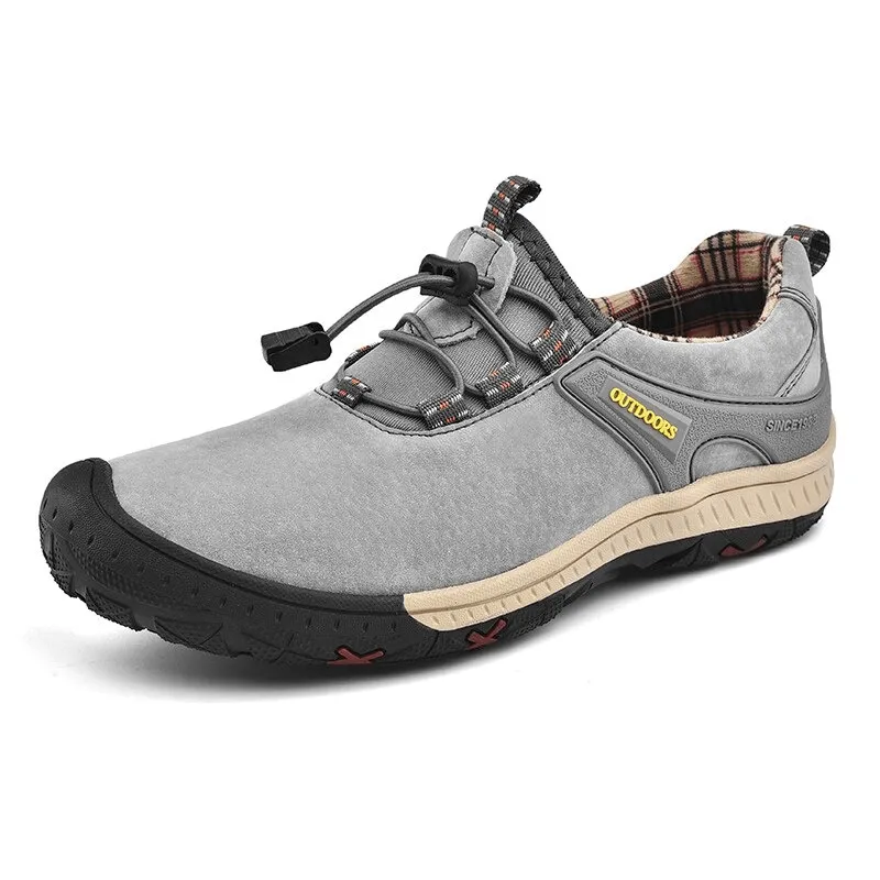 Suede Leather Non-Slip Hiking Shoes For Men with Elastic Band - SF0719