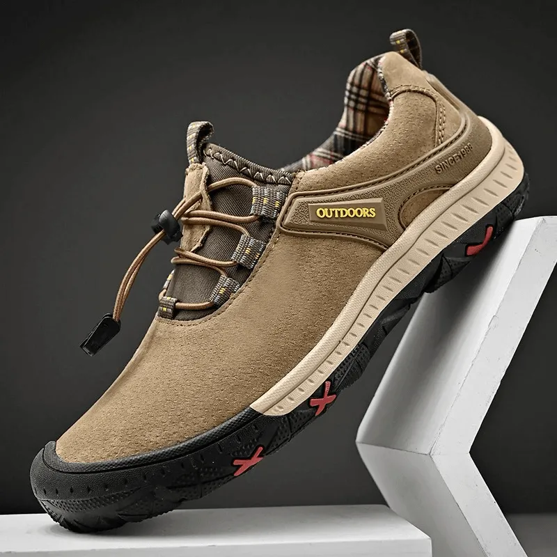 Suede Leather Non-Slip Hiking Shoes For Men with Elastic Band - SF0719