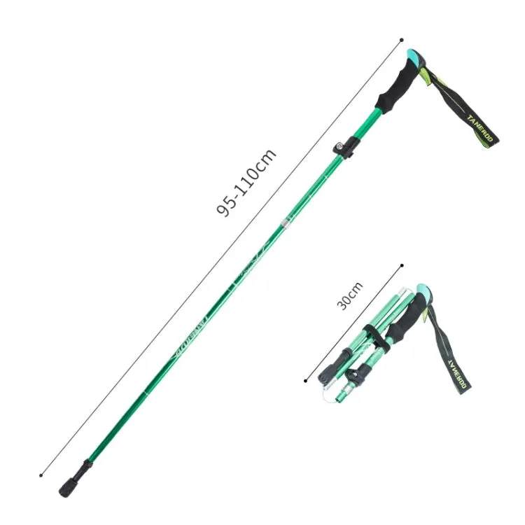 TANERDD TR-D0001 Trekking Poles Aluminum Alloy Folding Outdoor Handrails Trekking Walking Sticks(Short Model (Green))