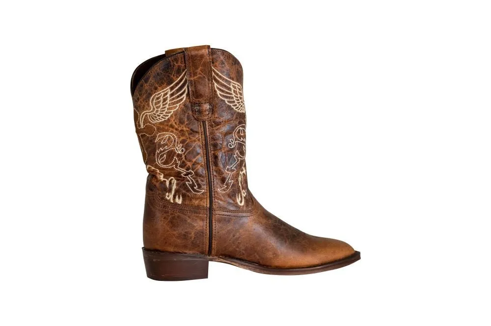 TuffRider Youth Sequoia Cross & Wing Embroidered Square Toe Western Boots