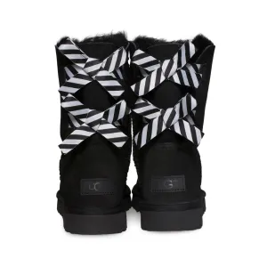 UGG Bailey Bow II Diagonal Stripes Black Boots - Women's