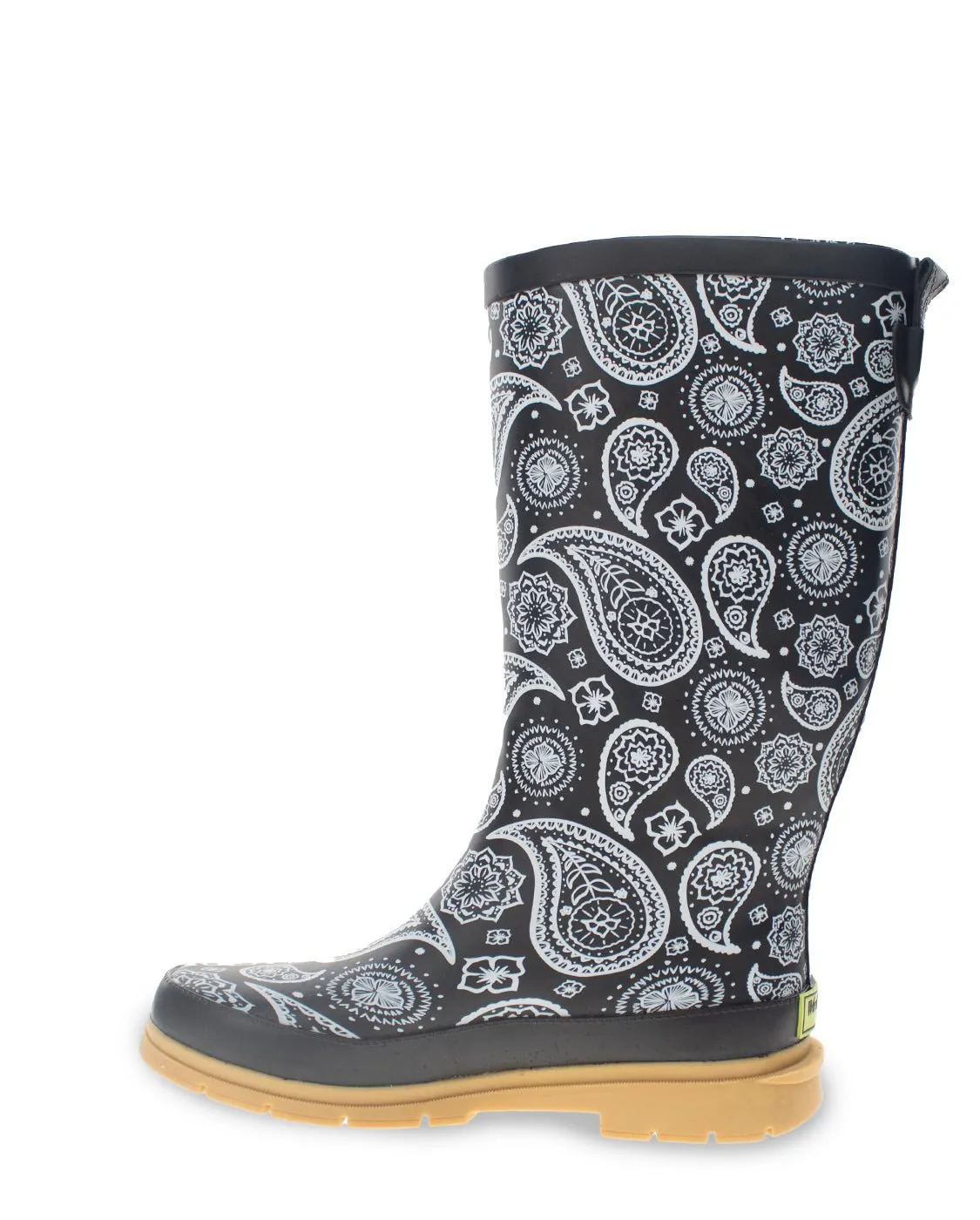 Women's Poppin' Paisley Tall Rain Boot - Black